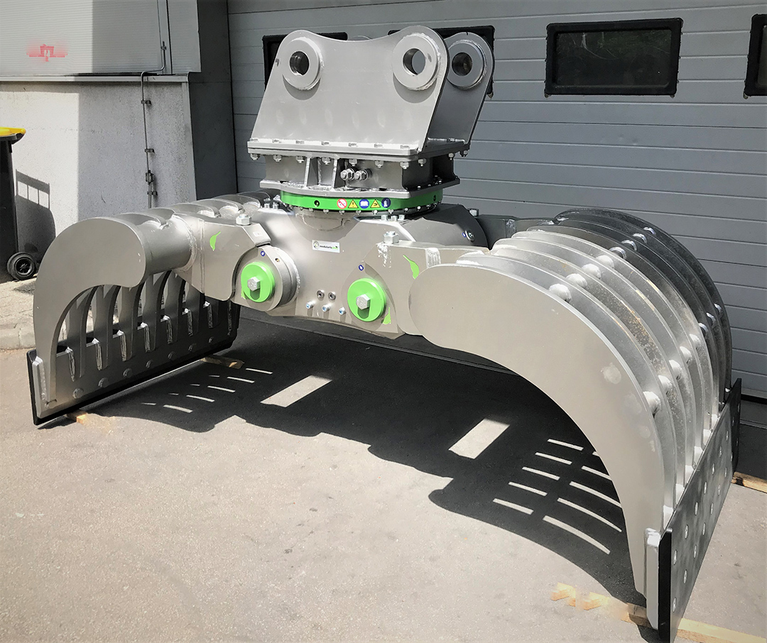 hd-demolition-grapple Modular demolition grapple attachment for excavators, designed for heavy-duty demolition